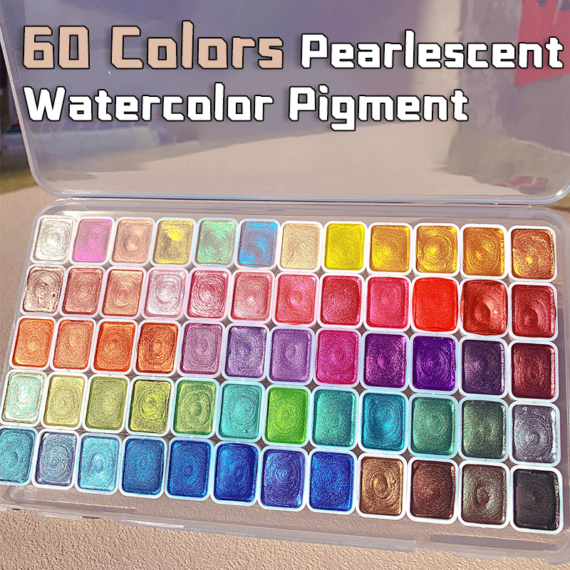 Watercolor Paint Set Solid Pigment - 20/24/60/72 Warna Pigmen Cat Air Mutiara,