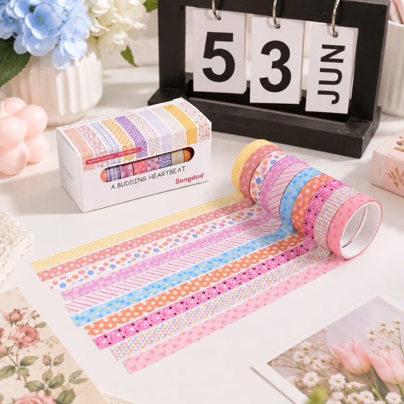 Scrapbooking - 10 Gulung Pita Washi Motif Bunga