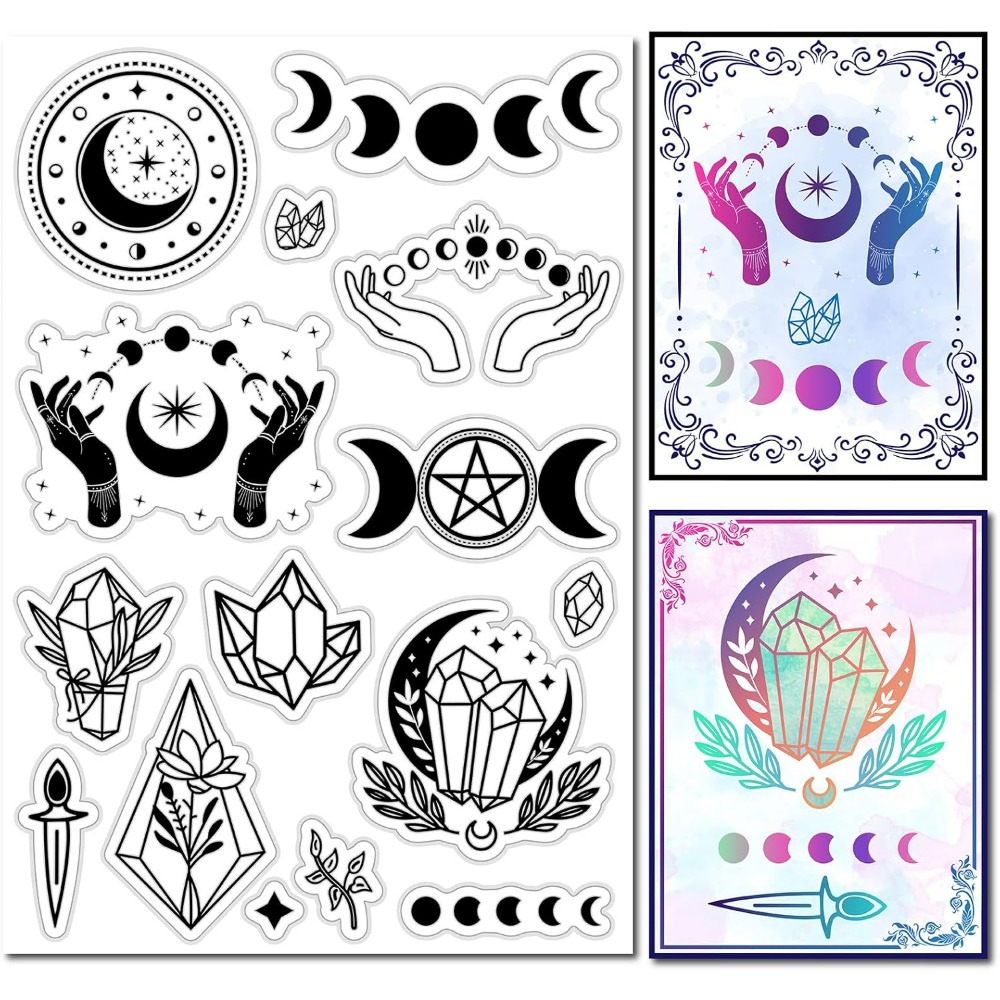 Clear Silicone Stamps For Card Making - Stempel karet kristal fase bulan bintang
