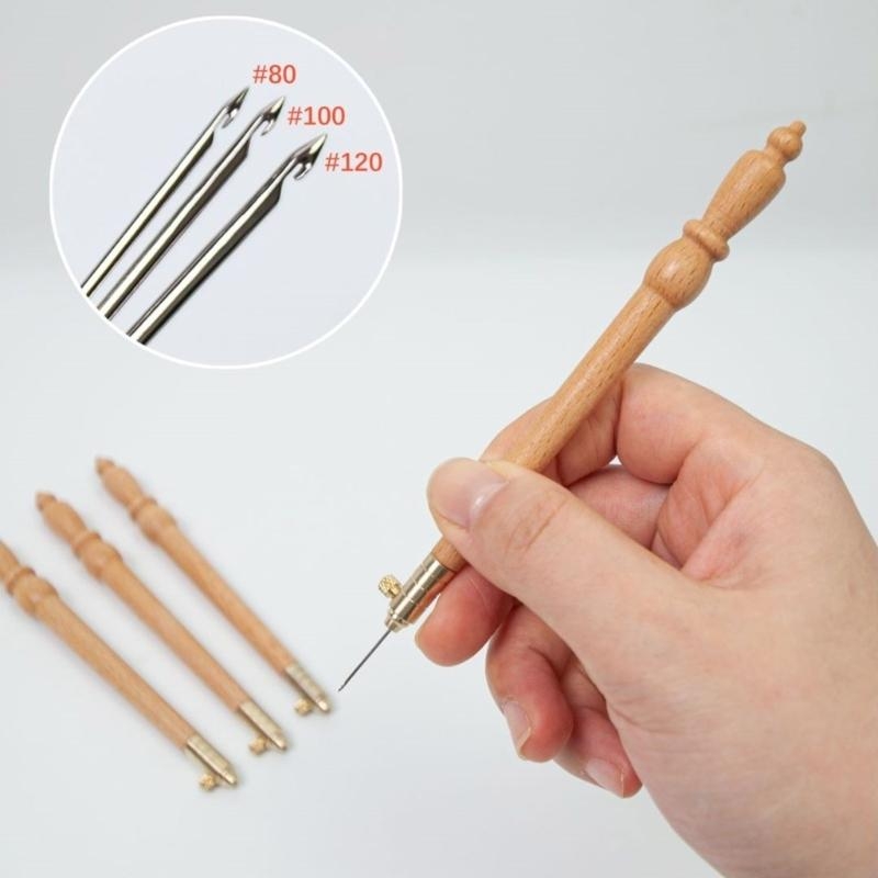 Bordir Manik-manik Bordir Pera - Wooden Crochet Hooks Ergonomic Handle ulasan dan harga