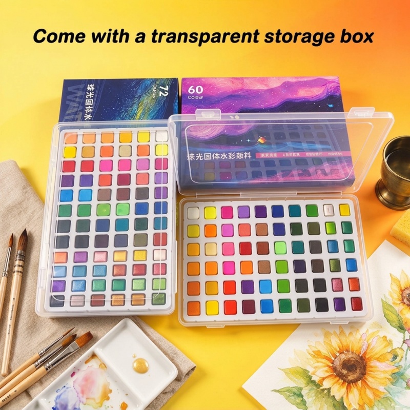 Cat Air Solid & Berkilau 48/60 - Watercolor Paint Set Solid Pigment ulasan dan harga