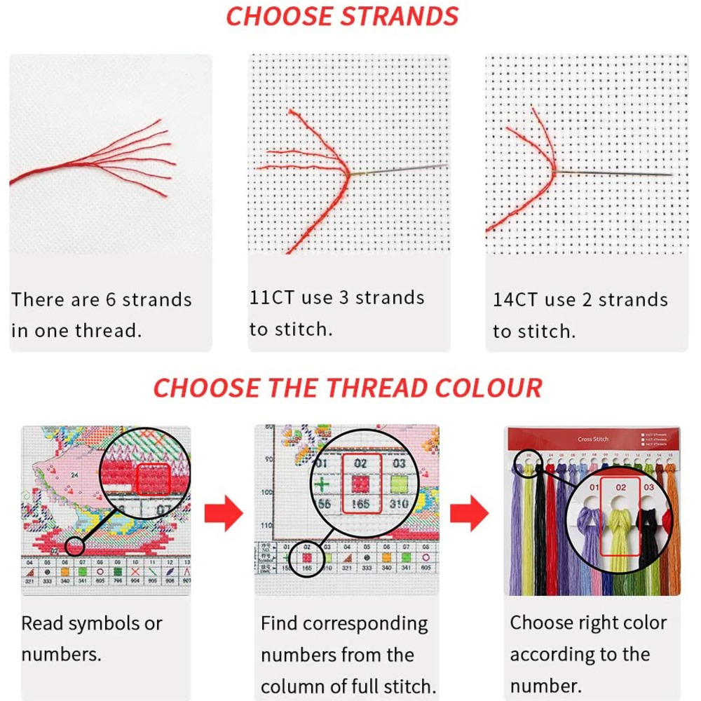 Set Kerajinan Jahit Kit 11Ct B - Cotton Embroidery Thread Skeins ulasan dan harga