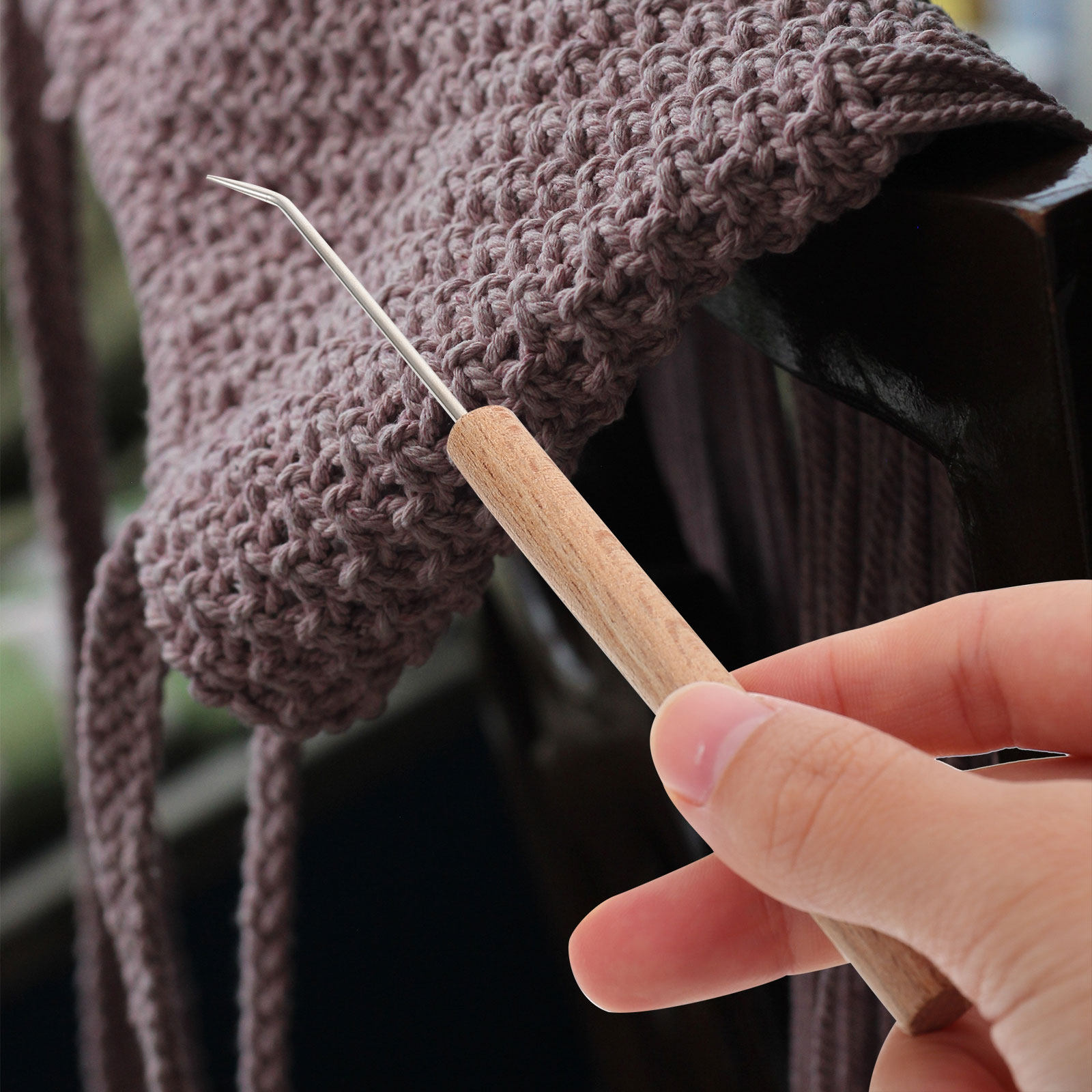 Pengait Rajut dengan Gagang Ka - Wooden Crochet Hooks Ergonomic Handle ulasan dan harga