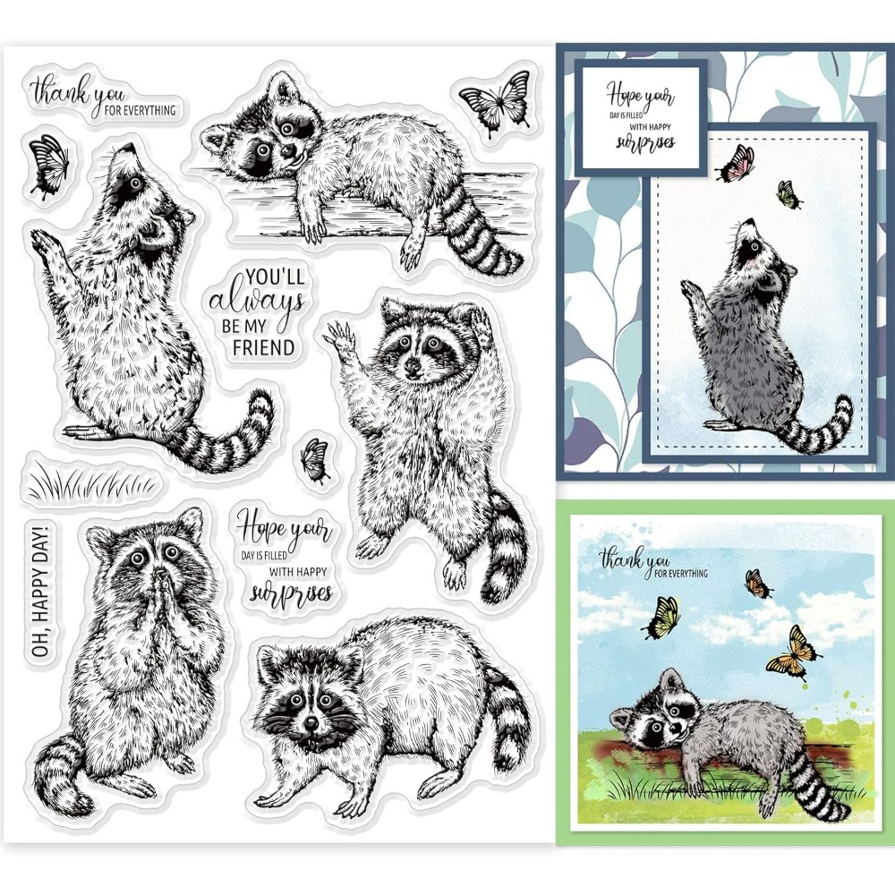 Raccoon realistis perangko ben - Clear Silicone Stamps For Card Making ulasan dan harga