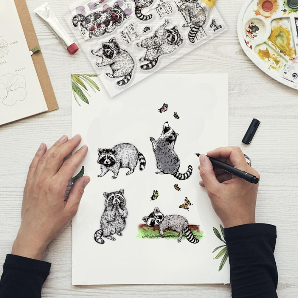 Raccoon realistis perangko ben - Clear Silicone Stamps For Card Making ulasan dan harga