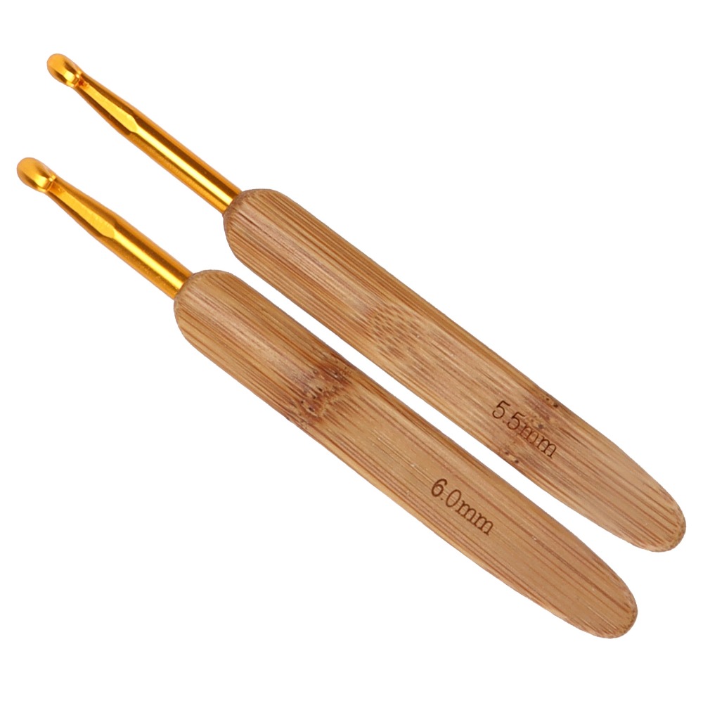 8 buah set jarum rajut dengan  - Wooden Crochet Hooks Ergonomic Handle ulasan dan harga