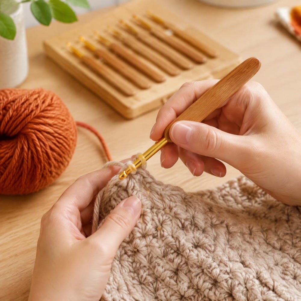 8 buah set alat merajut dengan - Wooden Crochet Hooks Ergonomic Handle ulasan dan harga