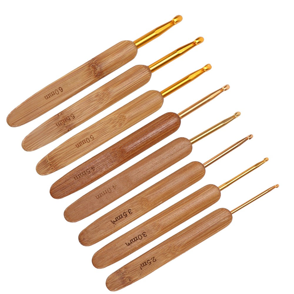 8 buah set jarum rajut dengan  - Wooden Crochet Hooks Ergonomic Handle ulasan dan harga