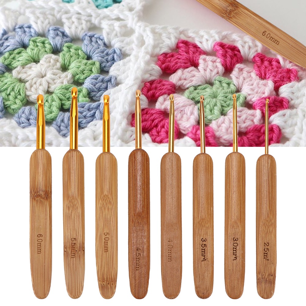 8 buah set alat merajut dengan - Wooden Crochet Hooks Ergonomic Handle ulasan dan harga