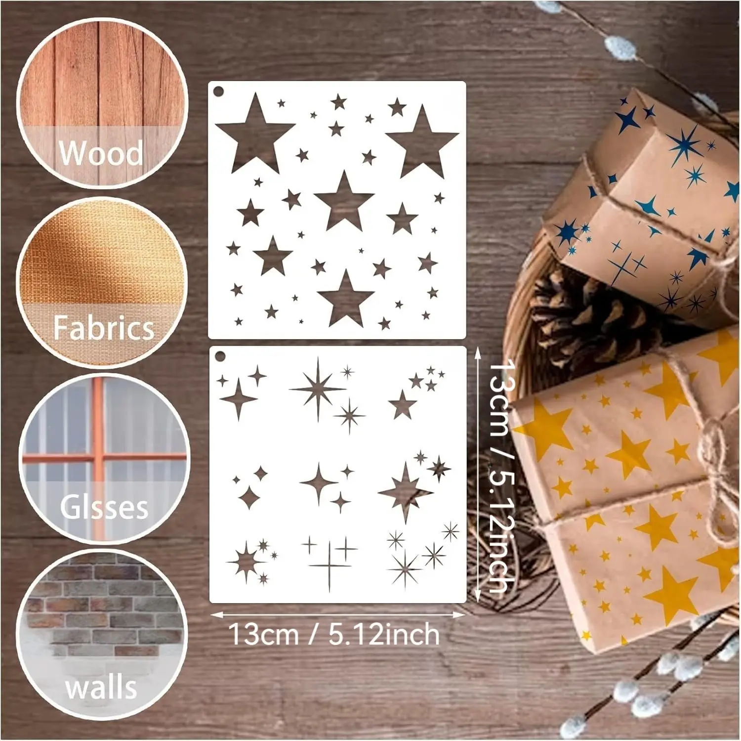 1-5 buah Stensil Bintang Berki - Scrapbooking ulasan dan harga